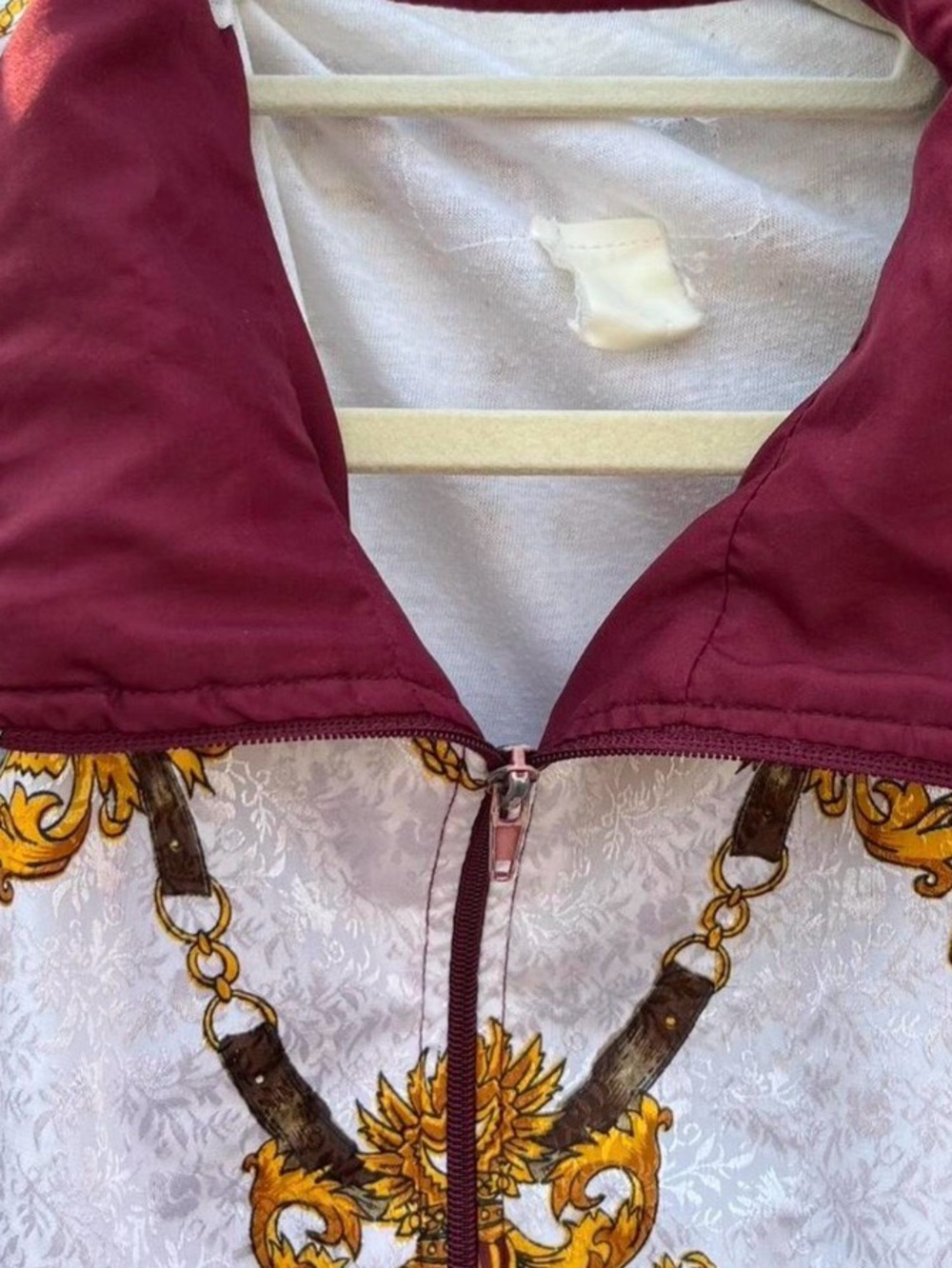 Jantzen Burgundy, Gold & Blue Vintage-Style Bomber Jacket - Picture 4 of 6